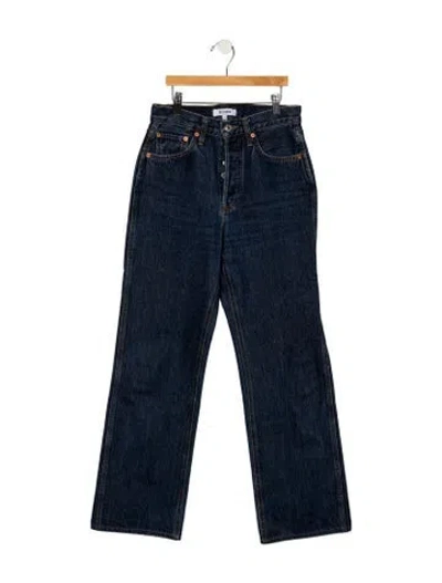 Pre-owned Re/done High-rise Straight Leg Jeans In Blue