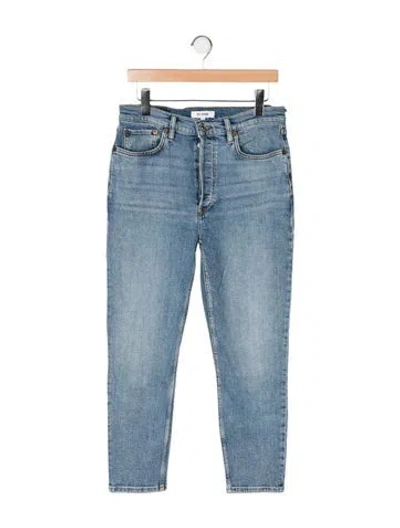 Pre-owned Re/done High-rise Straight Leg Jeans In Blue