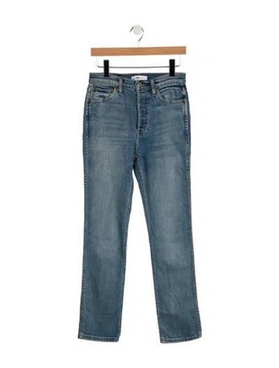 Pre-owned Re/done High-rise Straight Leg Jeans In Blue