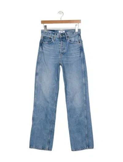 Pre-owned Re/done High-rise Straight Leg Jeans In Blue