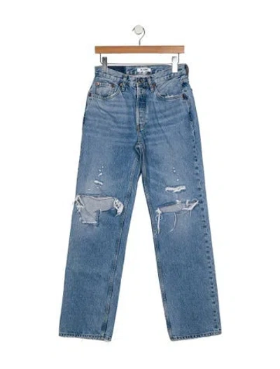 Pre-owned Re/done High-rise Straight Leg Jeans In Blue