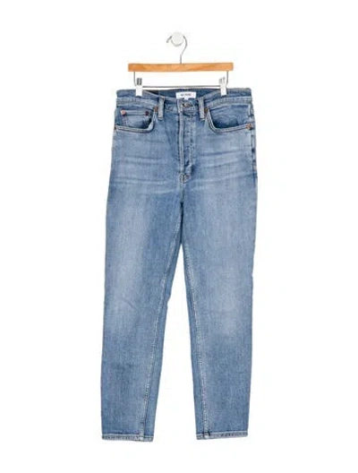 Pre-owned Re/done High-rise Straight Leg Jeans In Blue