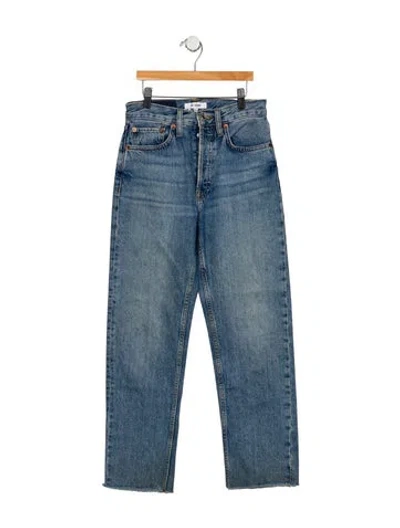 Pre-owned Re/done High-rise Straight Leg Jeans In Blue