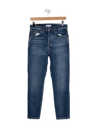 Pre-owned Re/done High-rise Straight Leg Jeans In Blue