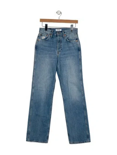 Pre-owned Re/done High-rise Straight Leg Jeans In Blue