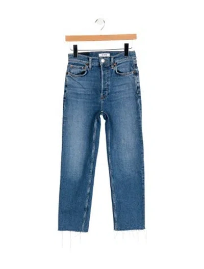 Pre-owned Re/done High-rise Straight Leg Jeans In Blue