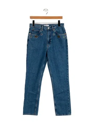 Pre-owned Re/done High-rise Straight Leg Jeans In Blue