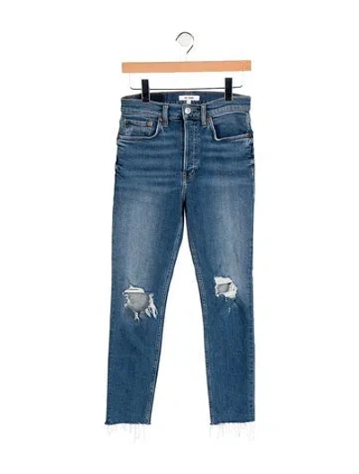Pre-owned Re/done High-rise Straight Leg Jeans In Blue