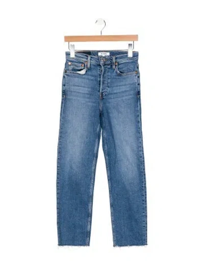 Pre-owned Re/done High-rise Straight Leg Jeans In Blue