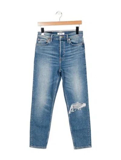 Pre-owned Re/done High-rise Straight Leg Jeans In Blue