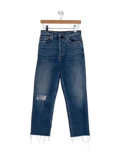 Pre-owned Re/done High-rise Straight Leg Jeans In Blue