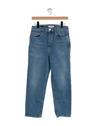 Pre-owned Re/done High-rise Straight Leg Jeans In Blue