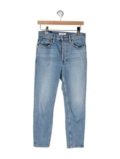 Pre-owned Re/done High-rise Straight Leg Jeans In Blue