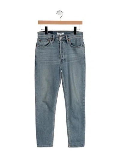 Pre-owned Re/done High-rise Straight Leg Jeans In Blue