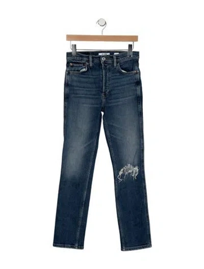 Pre-owned Re/done High-rise Straight Leg Jeans In Blue