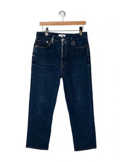 Pre-owned Re/done High-rise Straight Leg Jeans In Blue