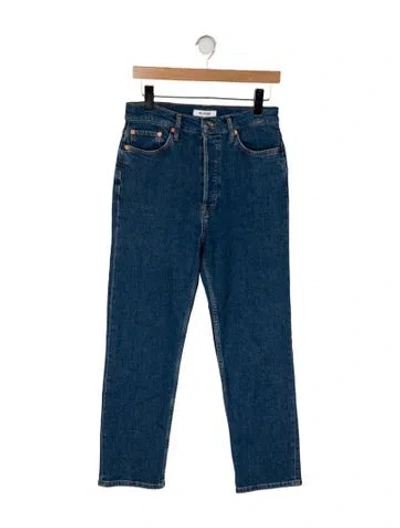 Pre-owned Re/done High-rise Straight Leg Jeans In Blue