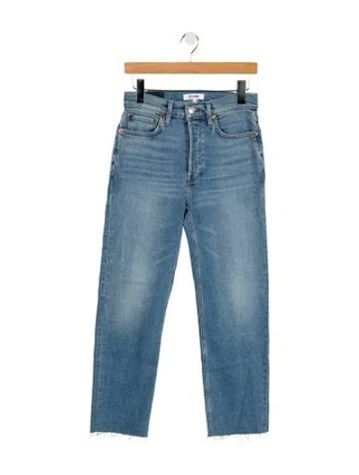 Pre-owned Re/done High-rise Straight Leg Jeans In Blue