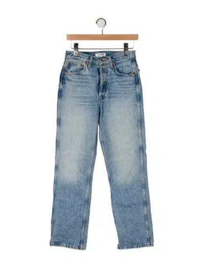 Pre-owned Re/done High-rise Straight Leg Jeans In Blue