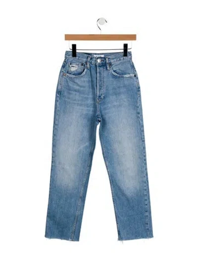 Pre-owned Re/done High-rise Straight Leg Jeans In Blue