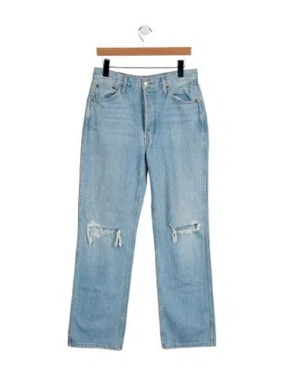 Pre-owned Re/done High-rise Straight Leg Jeans In Blue