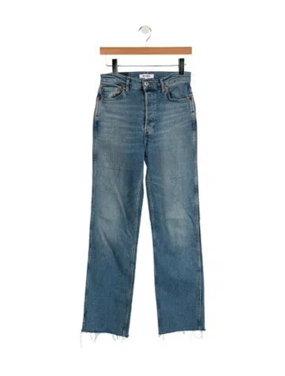 Pre-owned Re/done High-rise Straight Leg Jeans In Blue