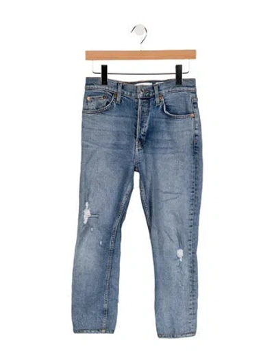 Pre-owned Re/done High-rise Straight Leg Jeans In Blue