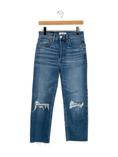 Pre-owned Re/done High-rise Straight Leg Jeans In Blue