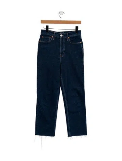 Pre-owned Re/done High-rise Straight Leg Jeans In Blue