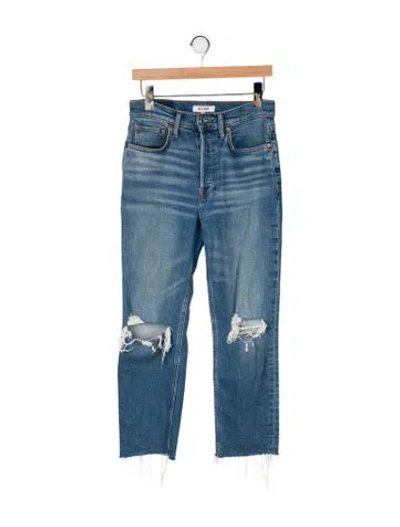 Pre-owned Re/done High-rise Straight Leg Jeans In Blue