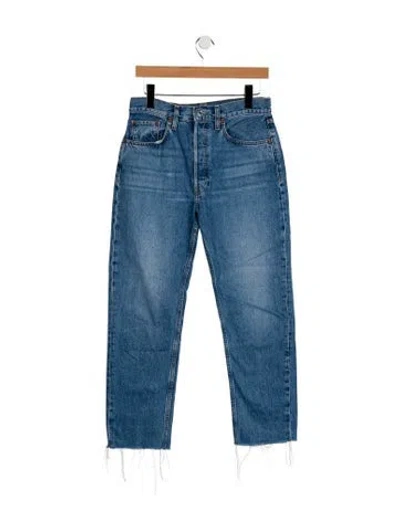 Pre-owned Re/done High-rise Straight Leg Jeans In Blue