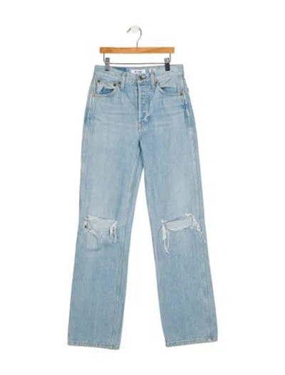 Pre-owned Re/done High-rise Straight Leg Jeans In Blue