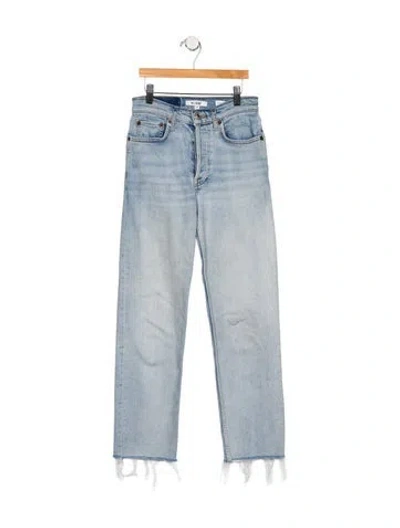 Pre-owned Re/done High-rise Straight Leg Jeans In Blue
