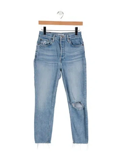 Pre-owned Re/done High-rise Straight Leg Jeans In Blue