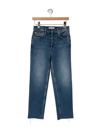 Pre-owned Re/done High-rise Straight Leg Jeans In Blue
