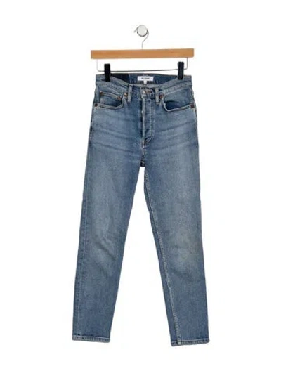 Pre-owned Re/done High-rise Straight Leg Jeans In Blue