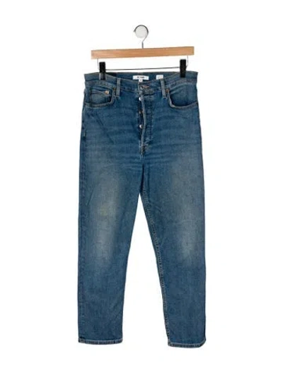Pre-owned Re/done High-rise Straight Leg Jeans In Blue