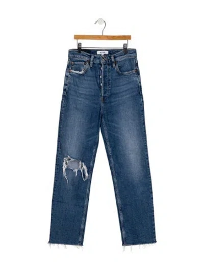 Pre-owned Re/done High-rise Straight Leg Jeans In Blue