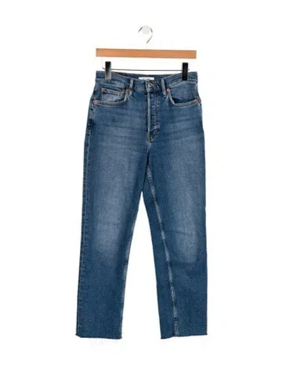 Pre-owned Re/done High-rise Straight Leg Jeans In Blue