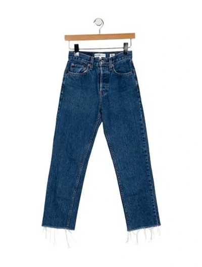 Pre-owned Re/done High-rise Straight Leg Jeans In Blue