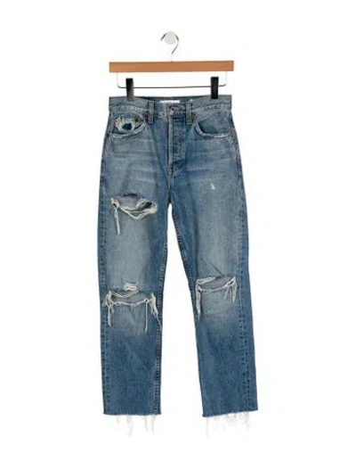 Pre-owned Re/done High-rise Straight Leg Jeans In Blue