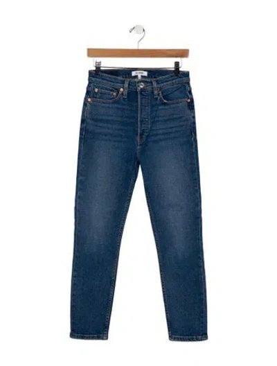 Pre-owned Re/done High-rise Straight Leg Jeans In Blue