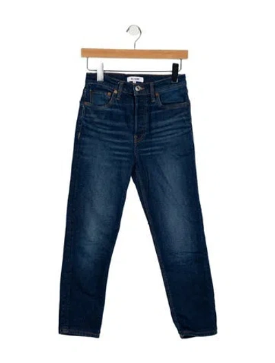 Pre-owned Re/done High-rise Straight Leg Jeans In Blue
