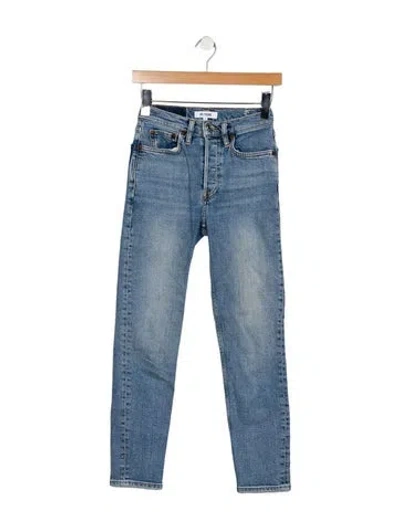 Pre-owned Re/done High-rise Straight Leg Jeans In Blue