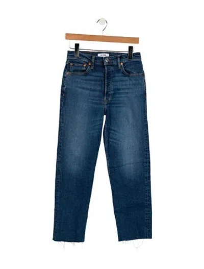 Pre-owned Re/done High-rise Straight Leg Jeans In Blue