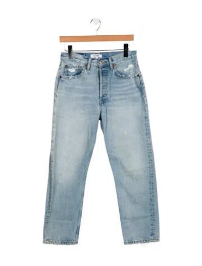 Pre-owned Re/done High-rise Straight Leg Jeans In Blue