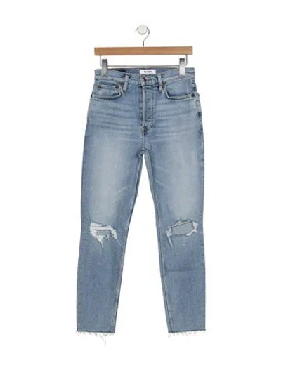 Pre-owned Re/done High-rise Straight Leg Jeans In Blue