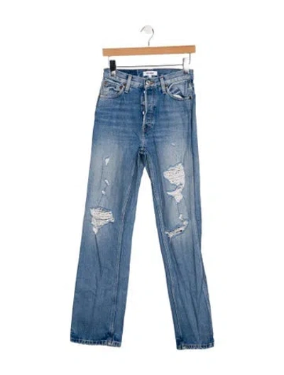 Pre-owned Re/done High-rise Straight Leg Jeans In Blue