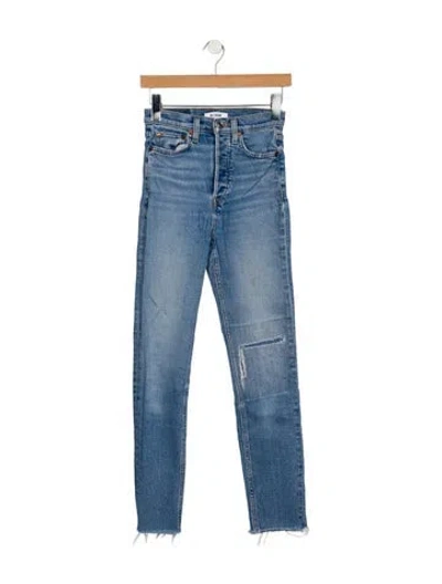 Pre-owned Re/done High-rise Straight Leg Jeans In Blue