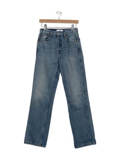 Pre-owned Re/done High-rise Straight Leg Jeans In Blue